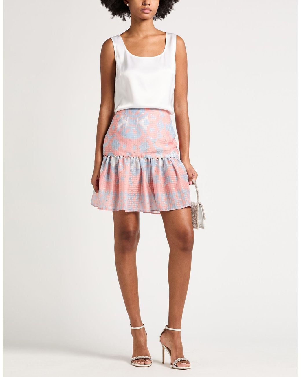 Bazar Deluxe Pink Mini Skirt Polyester, Elastane