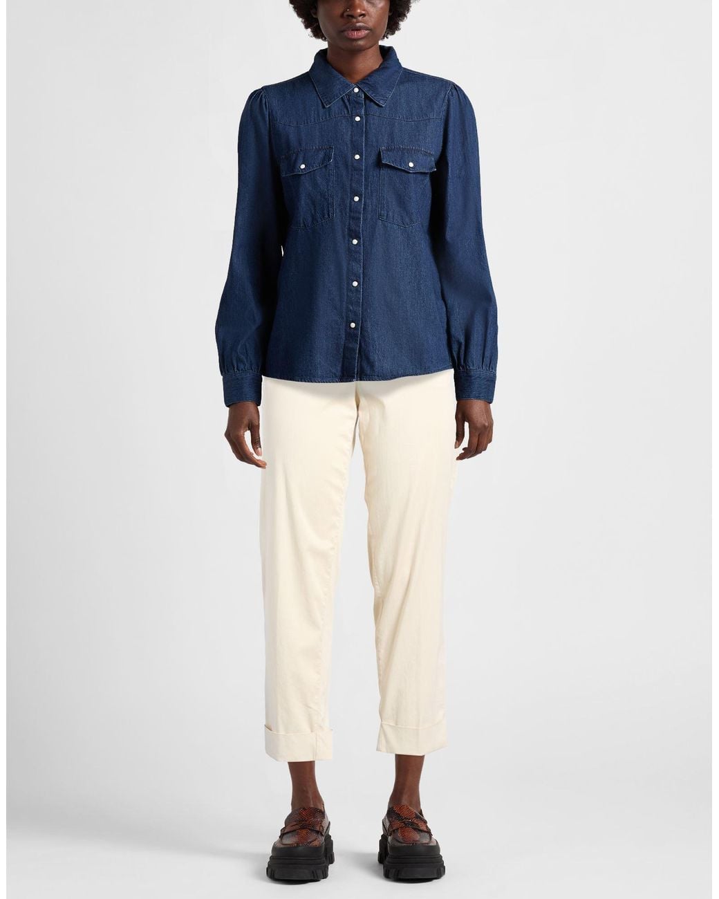 Berwich Natural Ivory Pants Cotton, Silk, Elastane