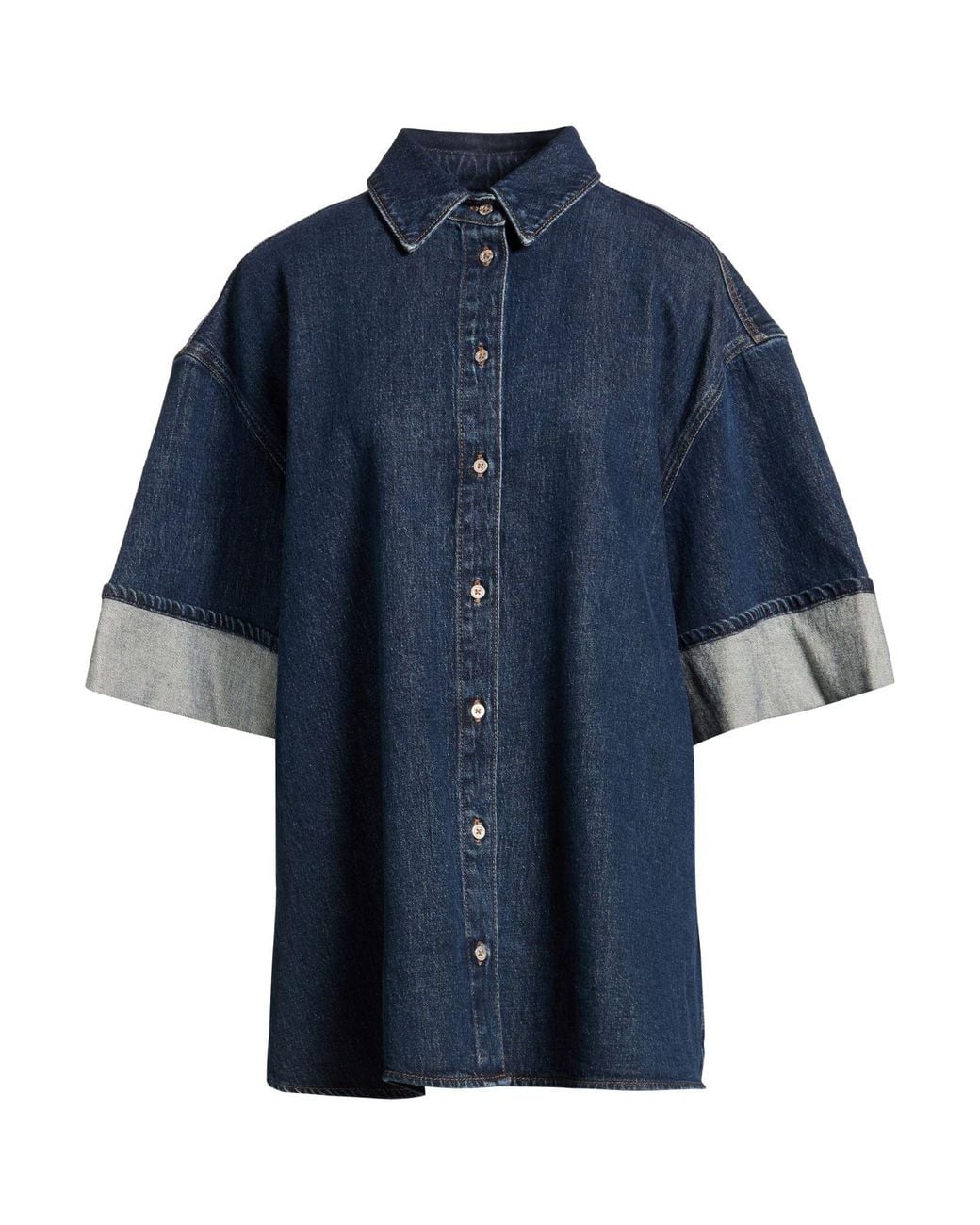7 For All Mankind Blue Denim Shirt Cotton, Elastane