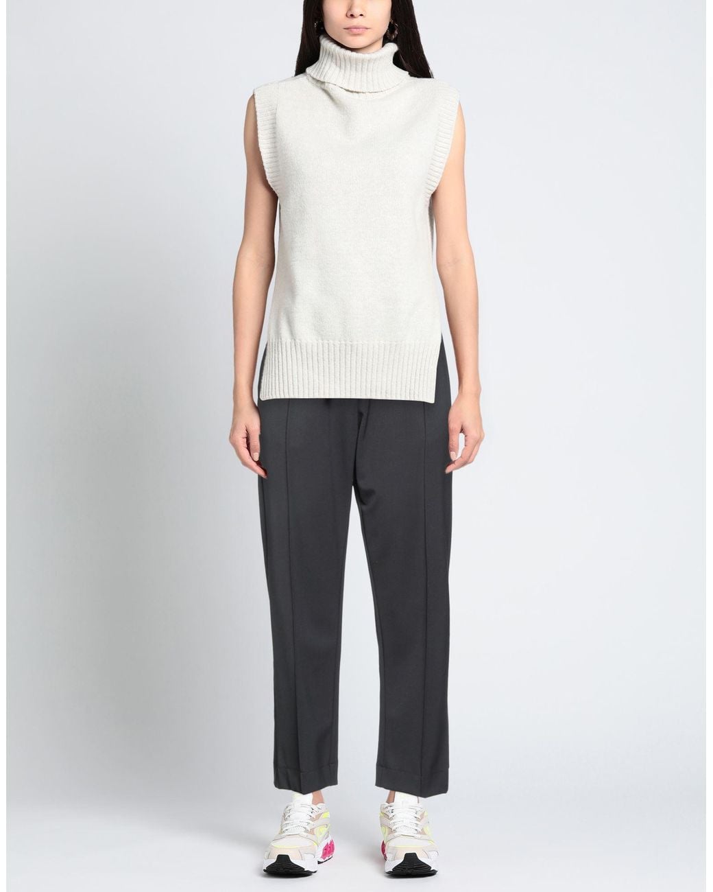 Cruna Gray Charcoal Pants Polyester, Virgin Wool, Elastane