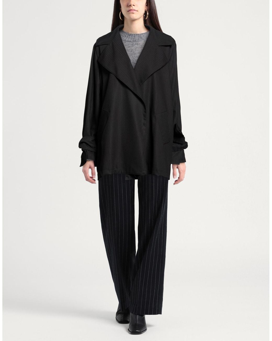 ALESSIA SANTI Black Jacket Polyester, Viscose, Elastane
