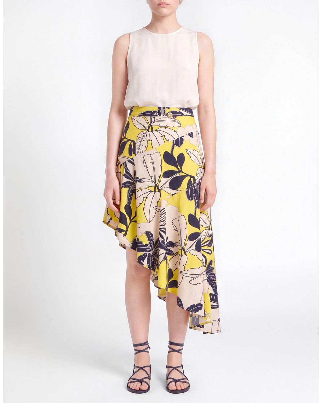 Twinset Yellow U&B Maxi Skirt Cotton
