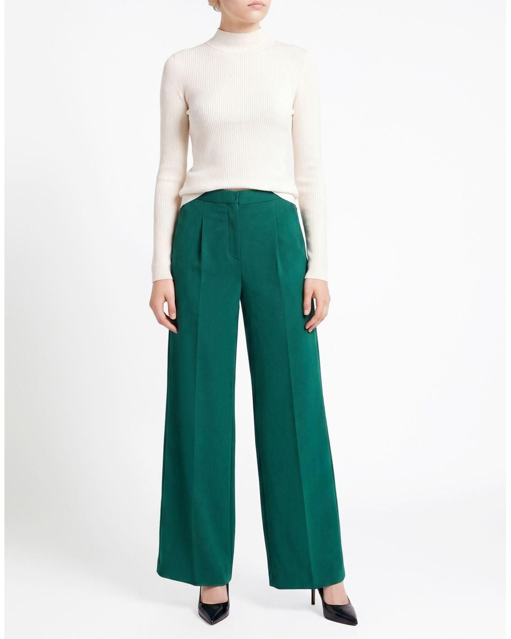 Semicouture Green Dark Pants Viscose, Polyamide, Elastane