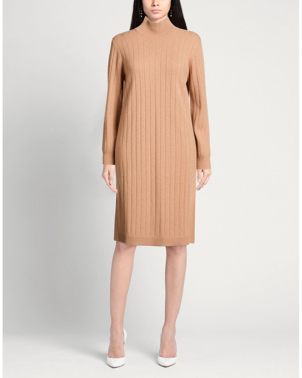 Purotatto Natural Sand Midi Dress Wool, Cashmere