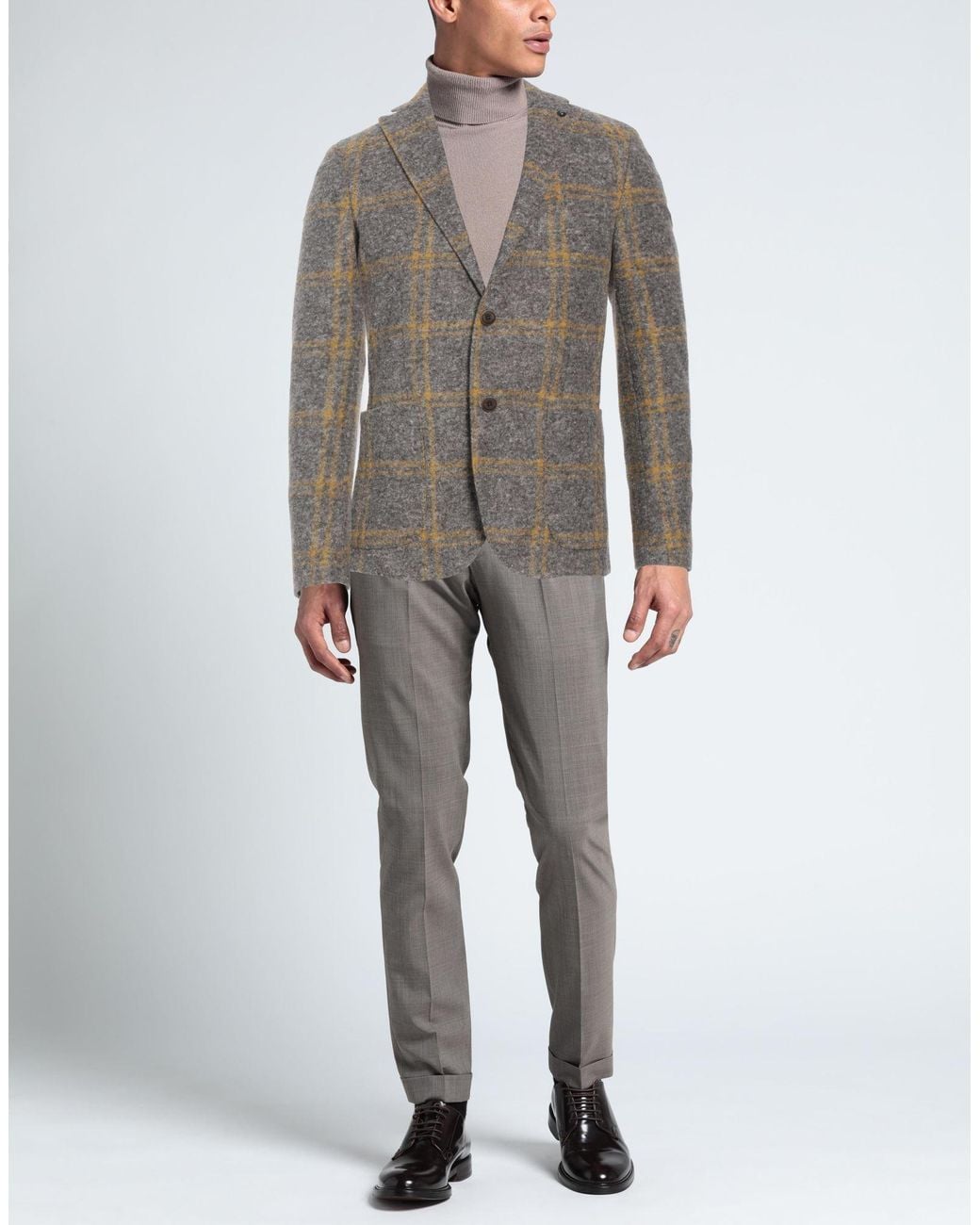 Barbati Gray Blazer Polyester, Acrylic, Wool, Cotton for men