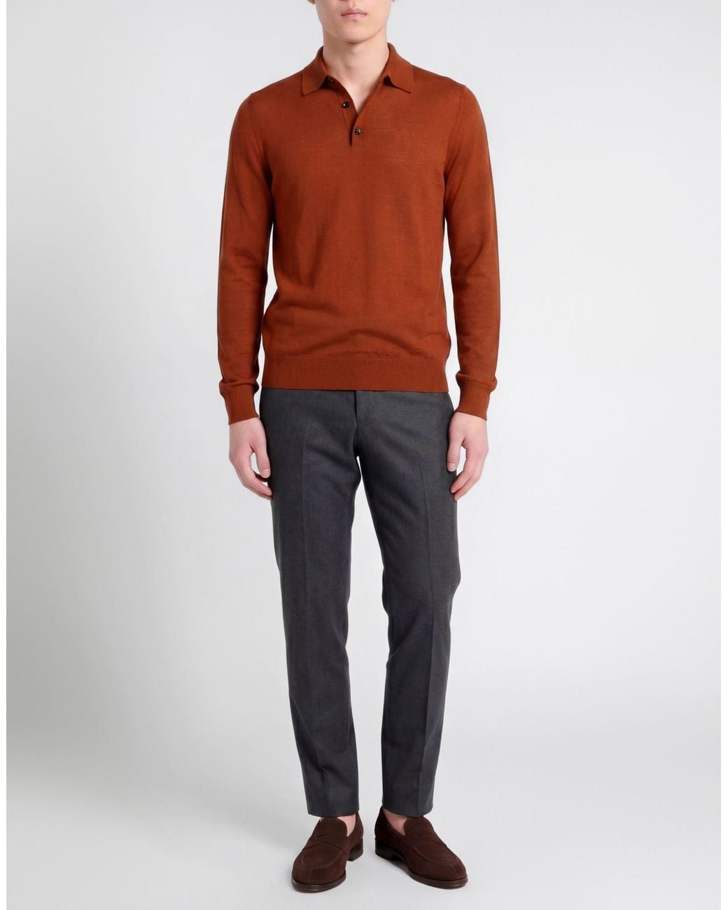Moorer Brown Rust Polo Shirt Wool, Silk, Cashmere for men