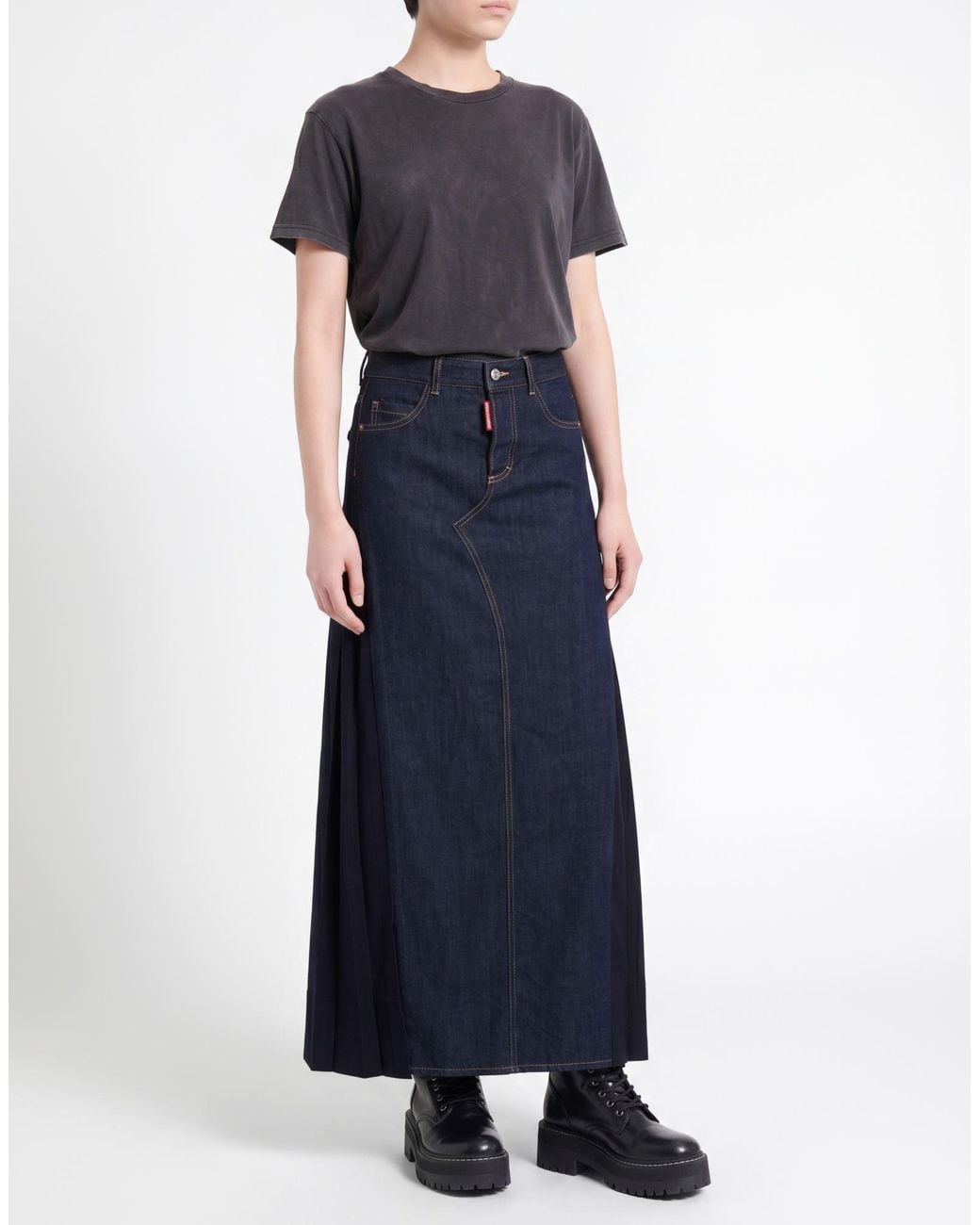 DSquared² Blue Maxi Skirt Virgin Wool, Cotton