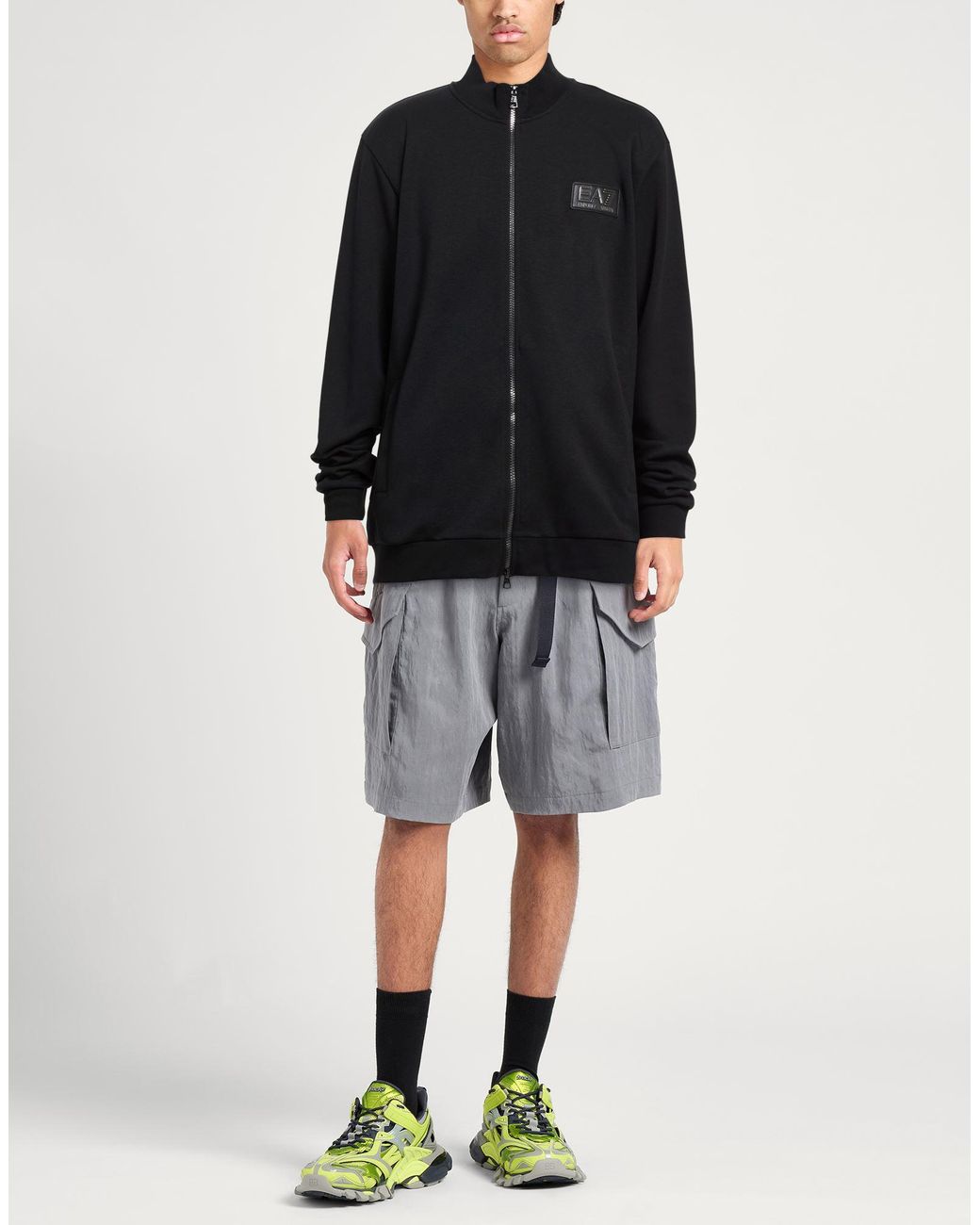 EA7 Black Sweatshirt Polyester, Cotton for men