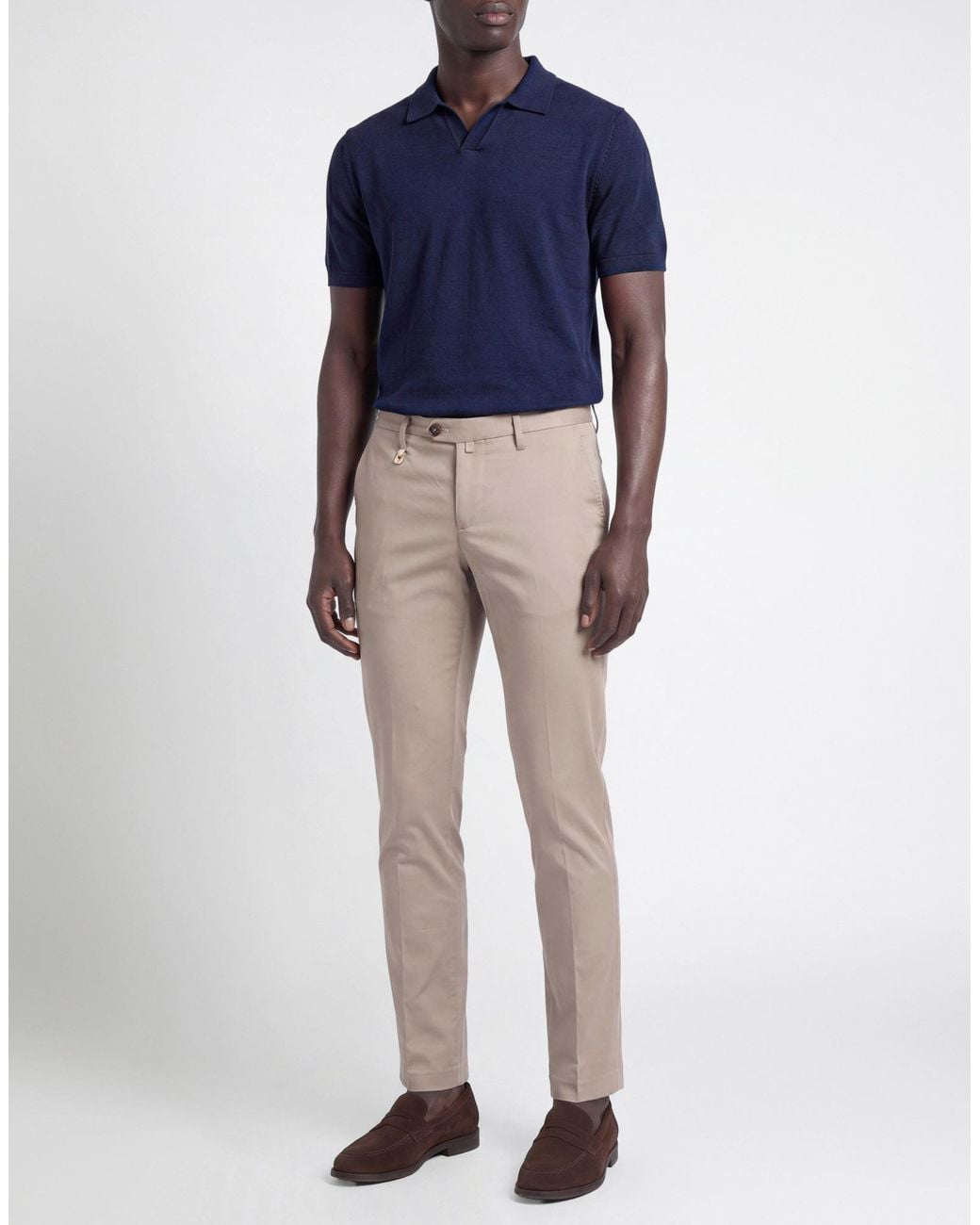 Barbati Gray Khaki Pants Cotton, Elastane for men