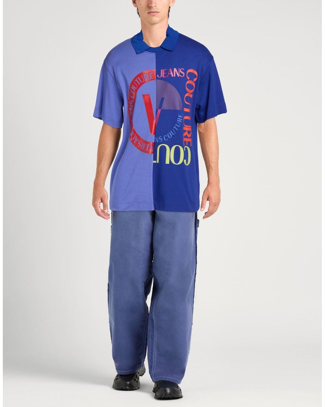Versace Jeans Couture Blue Polo Shirt Cotton for men