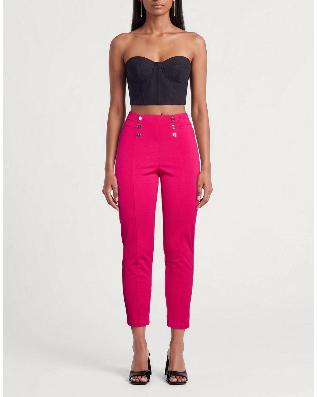 Diana Gallesi Pink Fuchsia Pants Viscose, Polyamide, Elastane