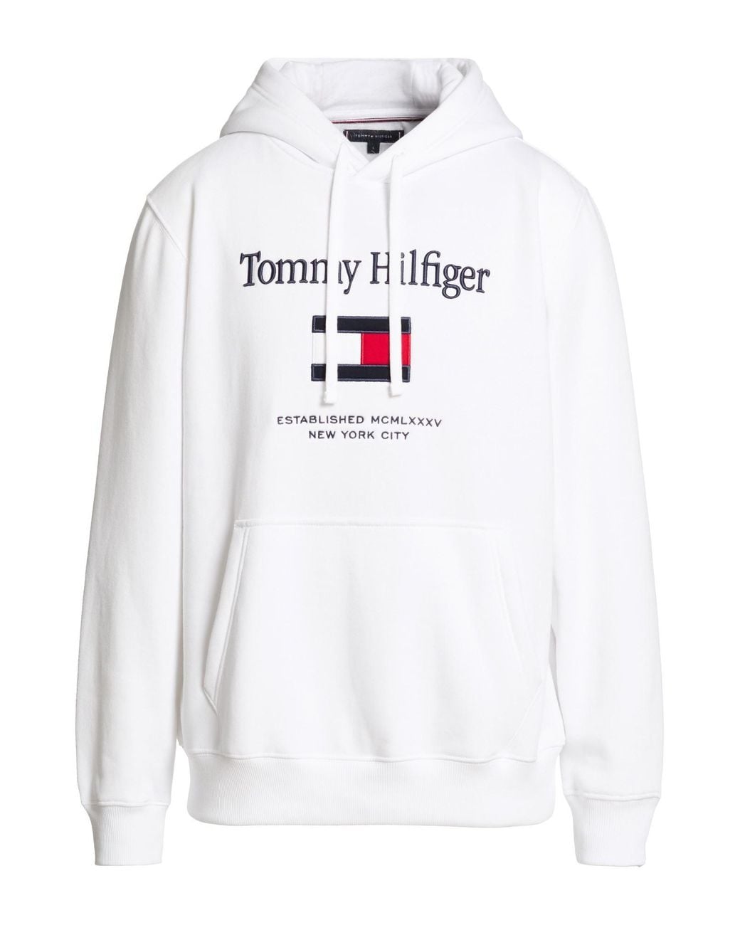 Tommy Hilfiger White Sweatshirt Cotton, Recycled Polyester for men