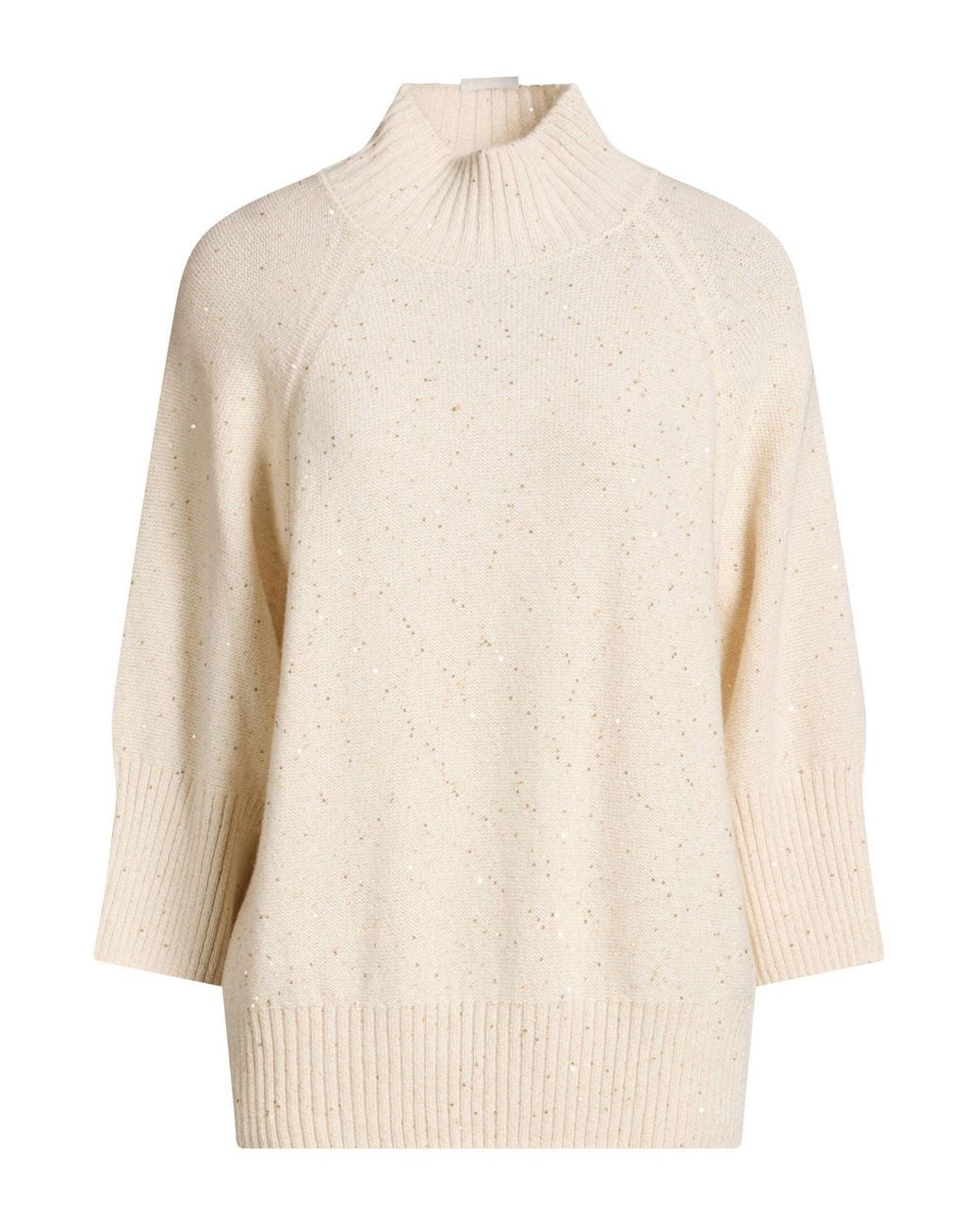 Barba Napoli White Turtleneck Wool, Cashmere, Metal Fiber, Polyamide