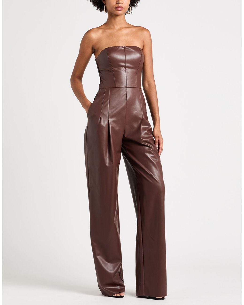 Elisabetta Franchi Purple Chocolate Jumpsuit Viscose, Elastane, Polyurethane