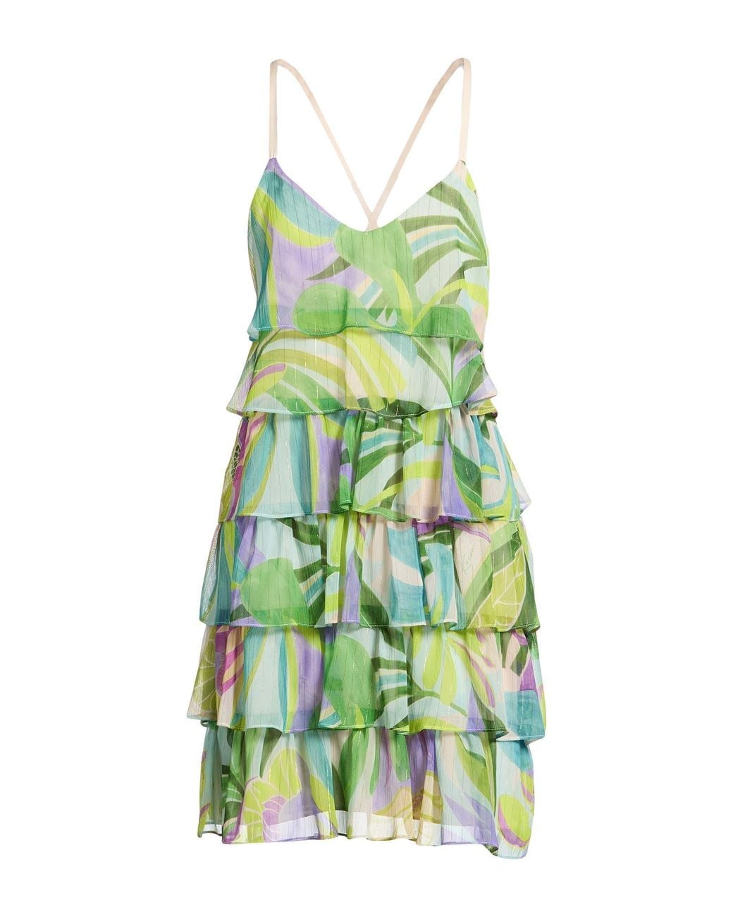 Kocca Green Mini Dress Polyester, Metallic Fiber