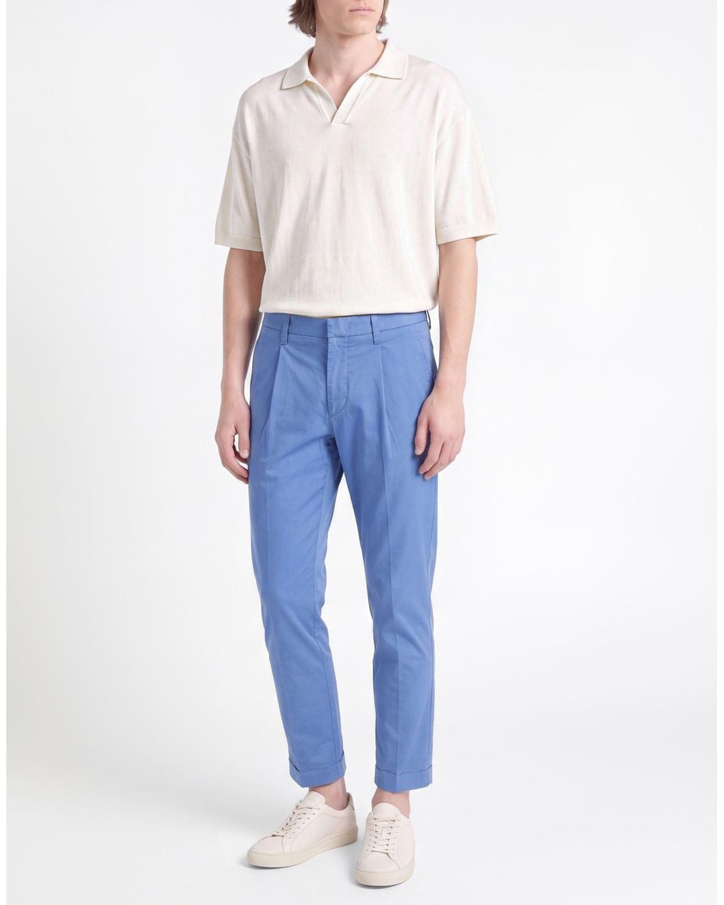 Entre Amis Blue Pants Cotton, Elastane for men