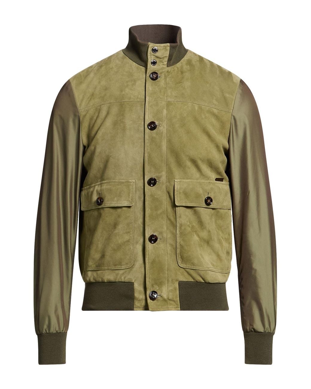 Moorer Green Military Jacket Ovine Leather for men