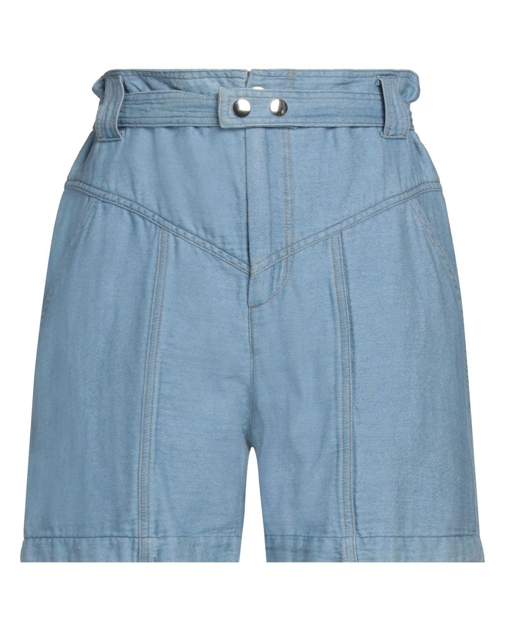 Isabel Marant Blue Denim Shorts Cotton, Linen