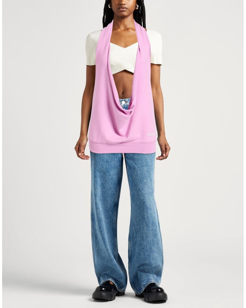 Gaelle Paris Pink Top Cotton, Polyester, Elastane