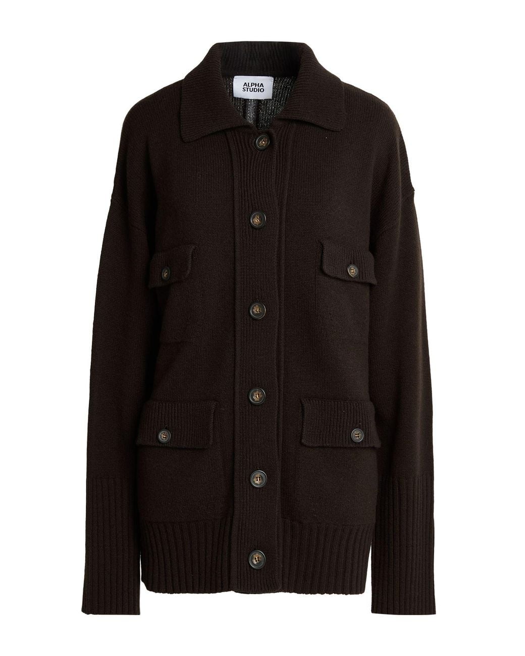 Alpha Studio Black Dark Cardigan Wool