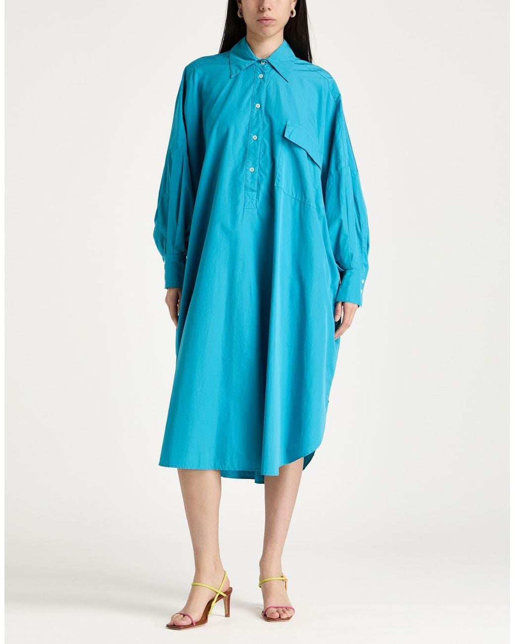 Grifoni Blue Midi Dress Cotton