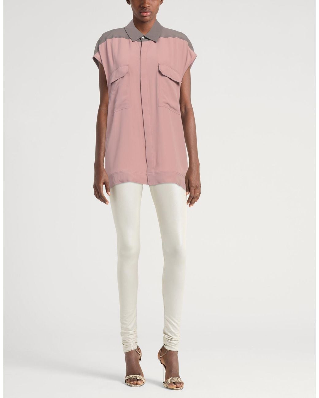 Rick Owens Pink Antique Rose Shirt Acetate, Silk