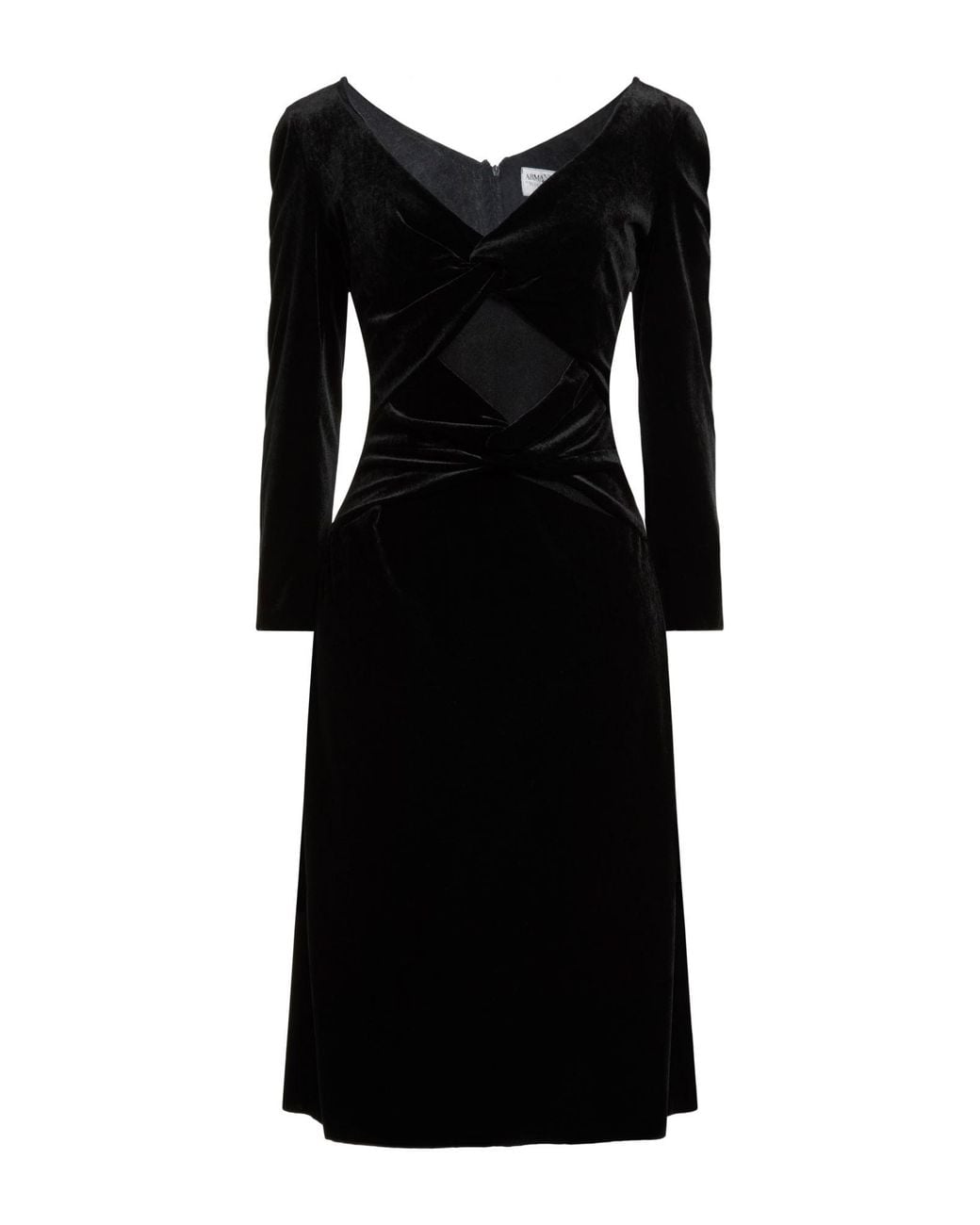 Armani Collezioni Black Midi Dress Polyester, Elastane