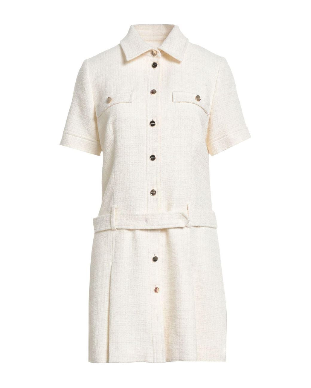 Sandro White Cream Mini Dress Cotton, Viscose, Acrylic, Polyamide