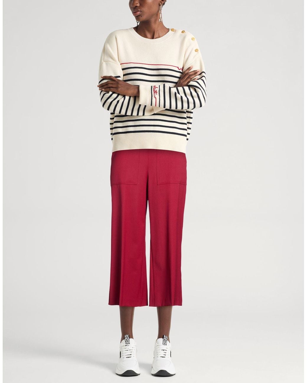 Liviana Conti Red Burgundy Pants Polyester, Wool, Elastane