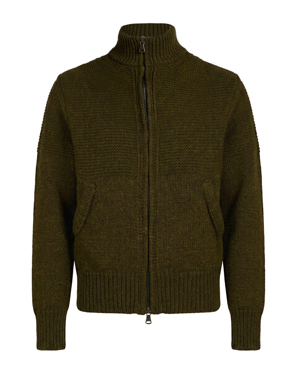 Irish Crone Green Military Cardigan Wool for men