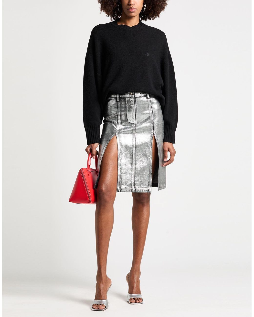 The Attico Gray Denim Skirt