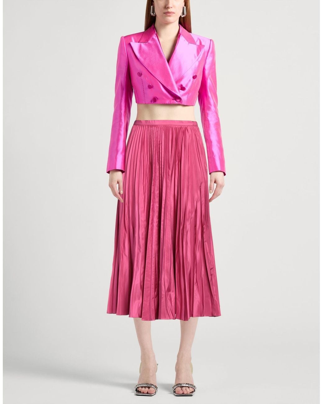 Dior Pink Midi Skirt Polyester, Silk
