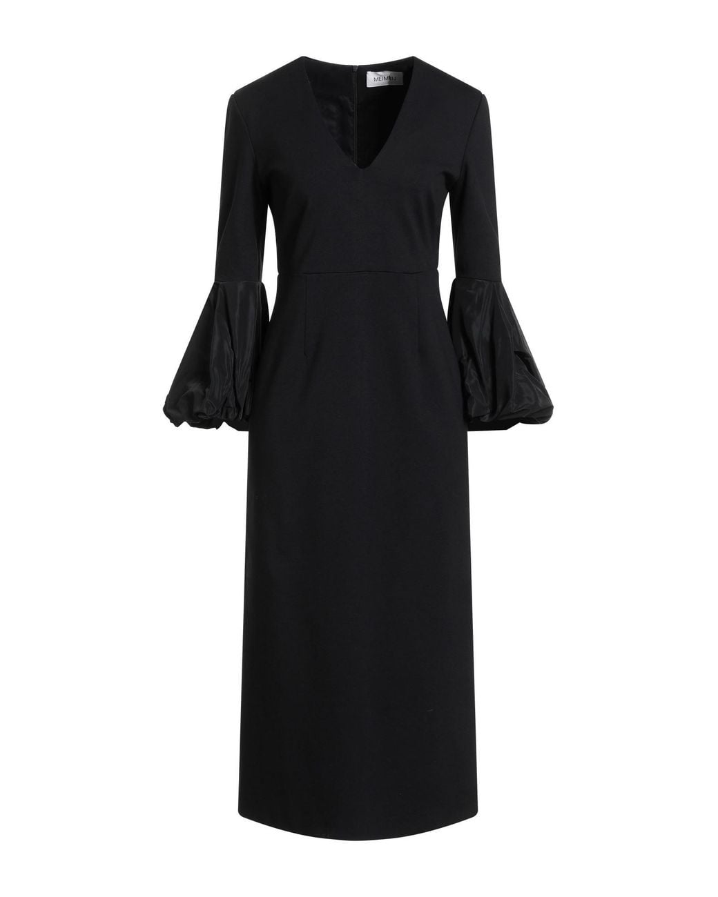 MEIMEIJ Black Midi Dress Viscose, Polyamide, Elastane, Polyester, Acetate