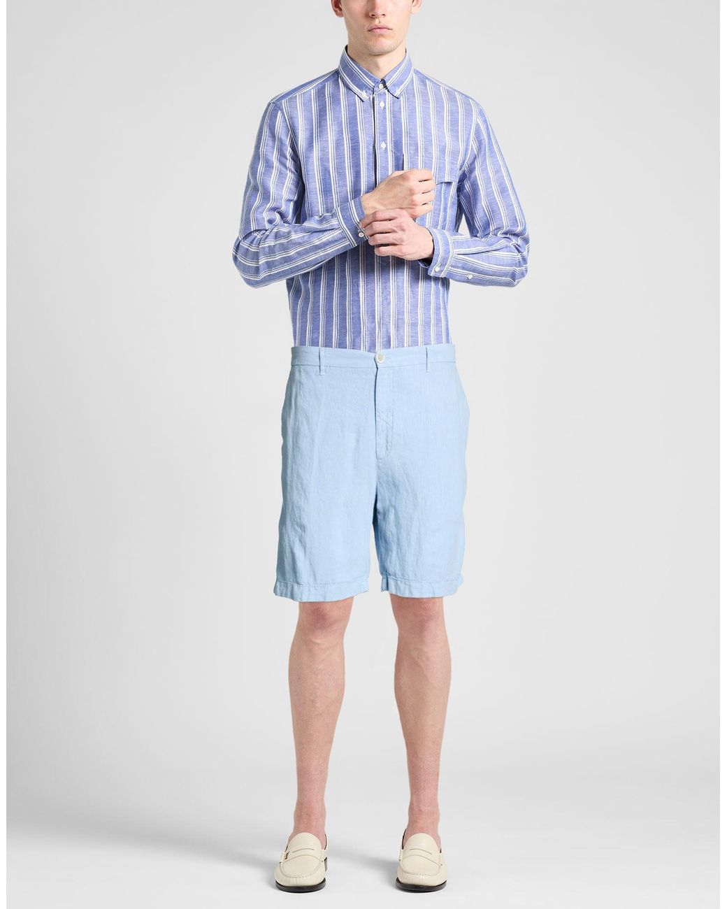 120% Lino Blue Shorts & Bermuda Shorts Linen for men