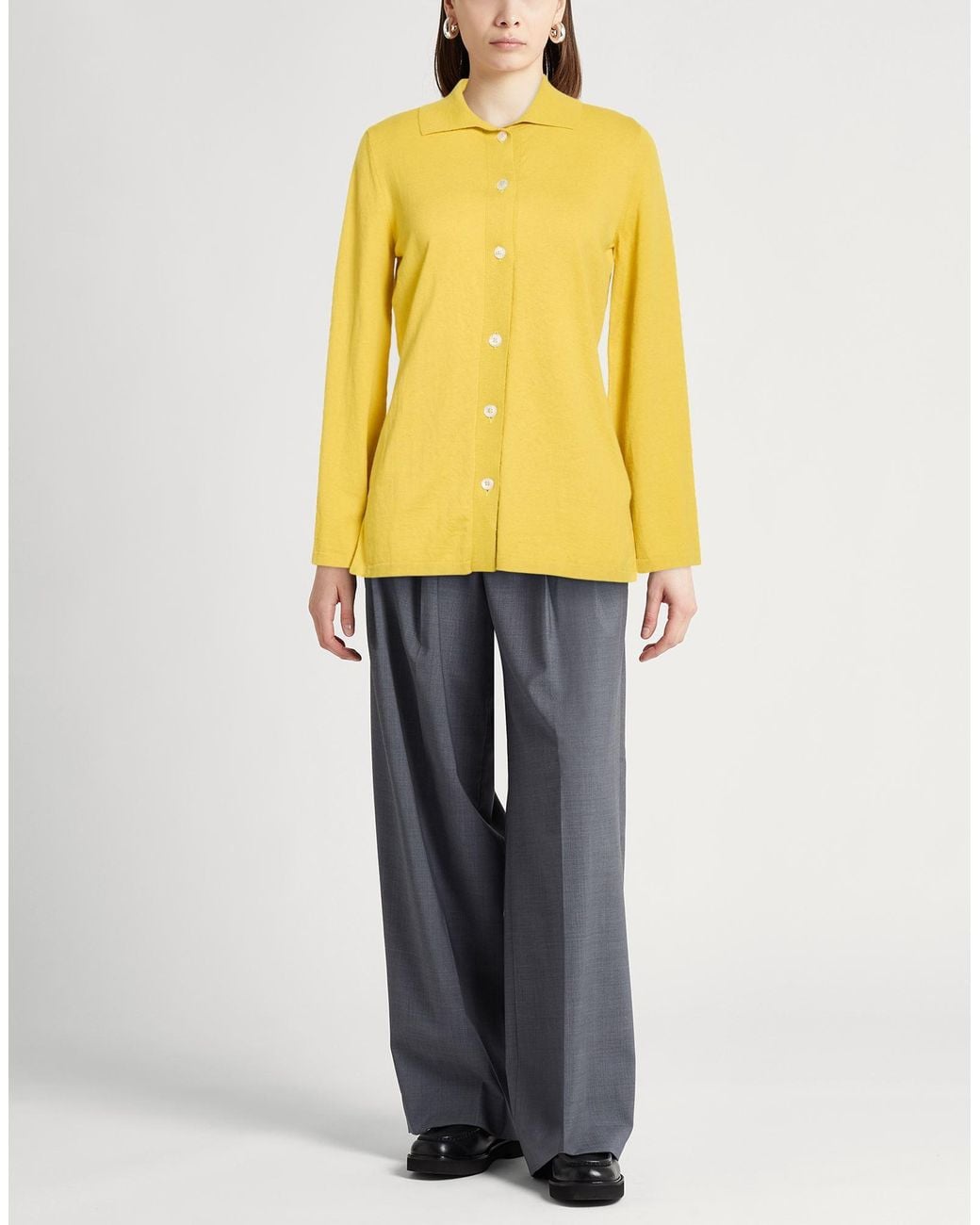 Fedeli Yellow Cardigan Cotton, Linen