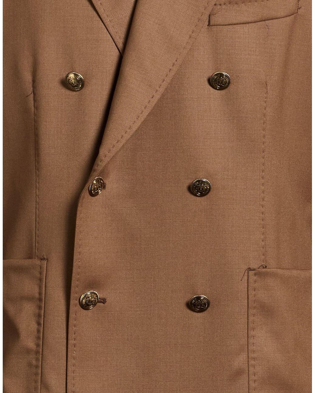 Manuel Ritz Brown Camel Blazer Wool, Elastane for men