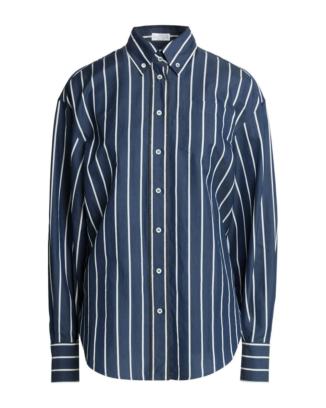 Brunello Cucinelli Blue Shirt Cotton, Silk