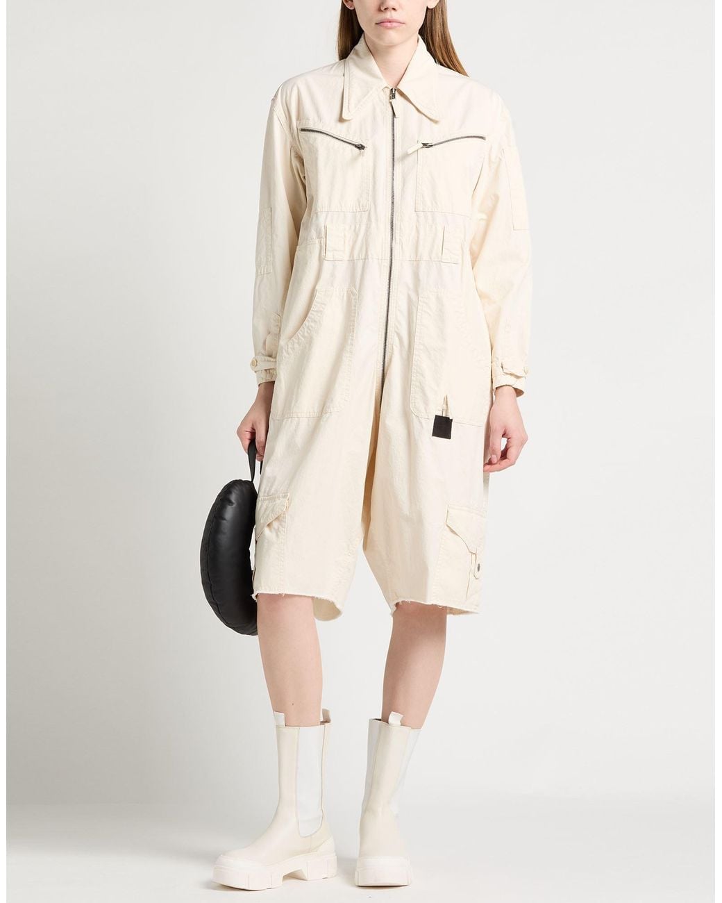Maison Margiela Natural Playsuit Cotton, Cow Leather