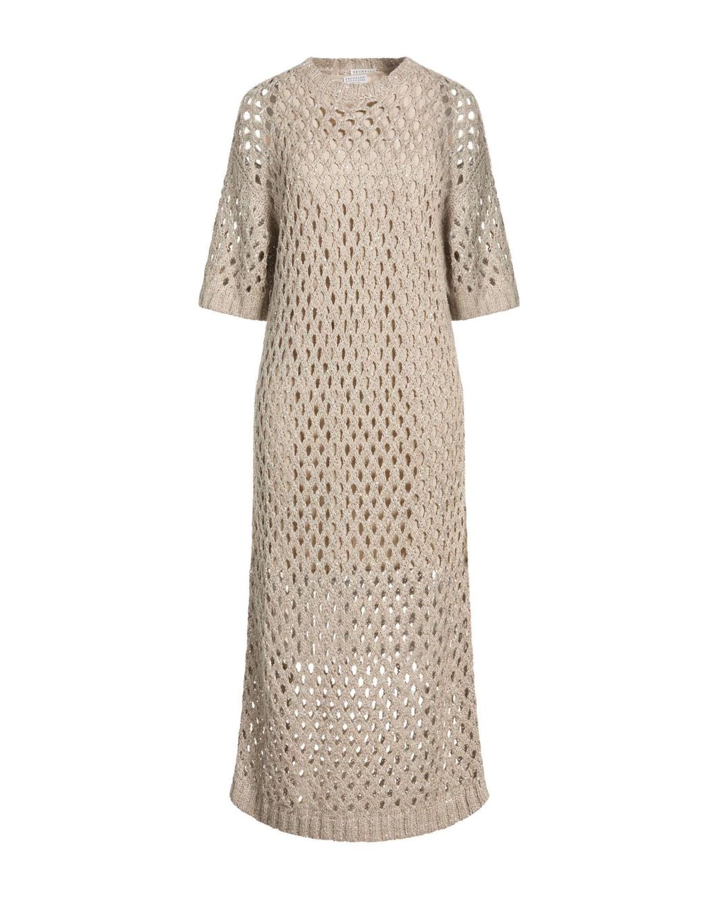 Brunello Cucinelli Natural Midi Dress Silk, Linen, Polyamide, Polyester