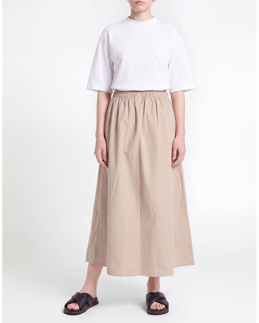 Rita Row Natural Taupe Midi Skirt Organic Cotton