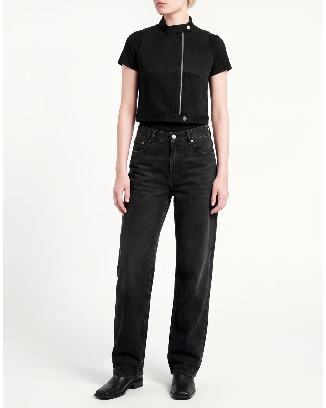 E.L.V. Denim Black Top Cotton, Elastane