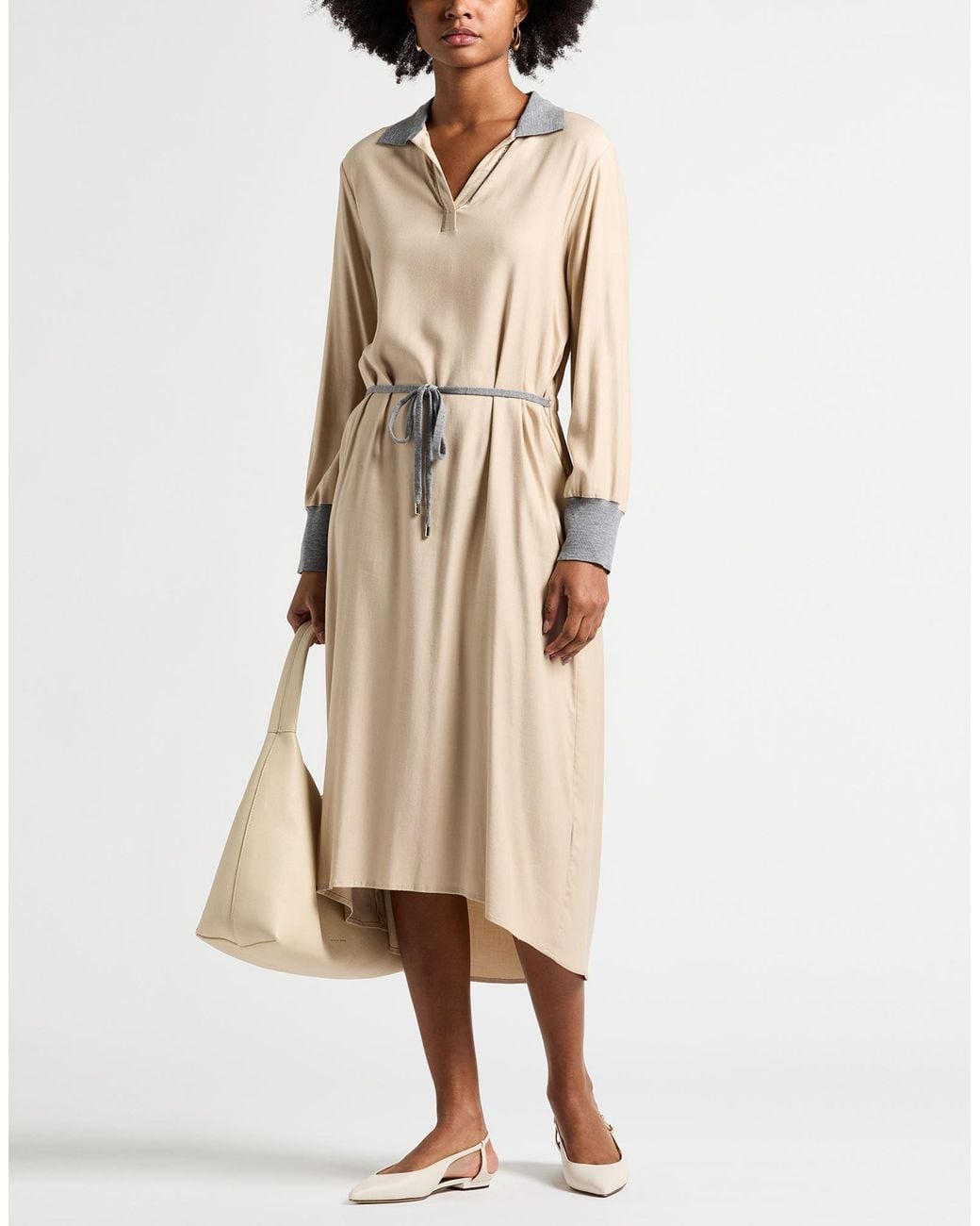 Peserico Natural Midi Dress Viscose, Wool, Elastane, Merino Wool