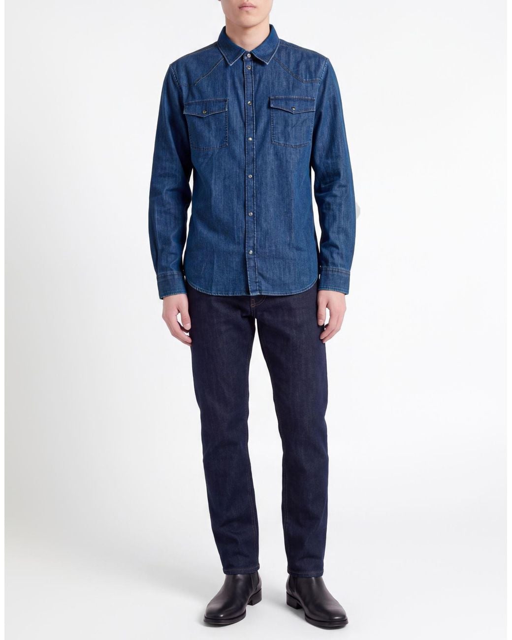 Dondup Blue Denim Shirt Cotton, Elastane for men