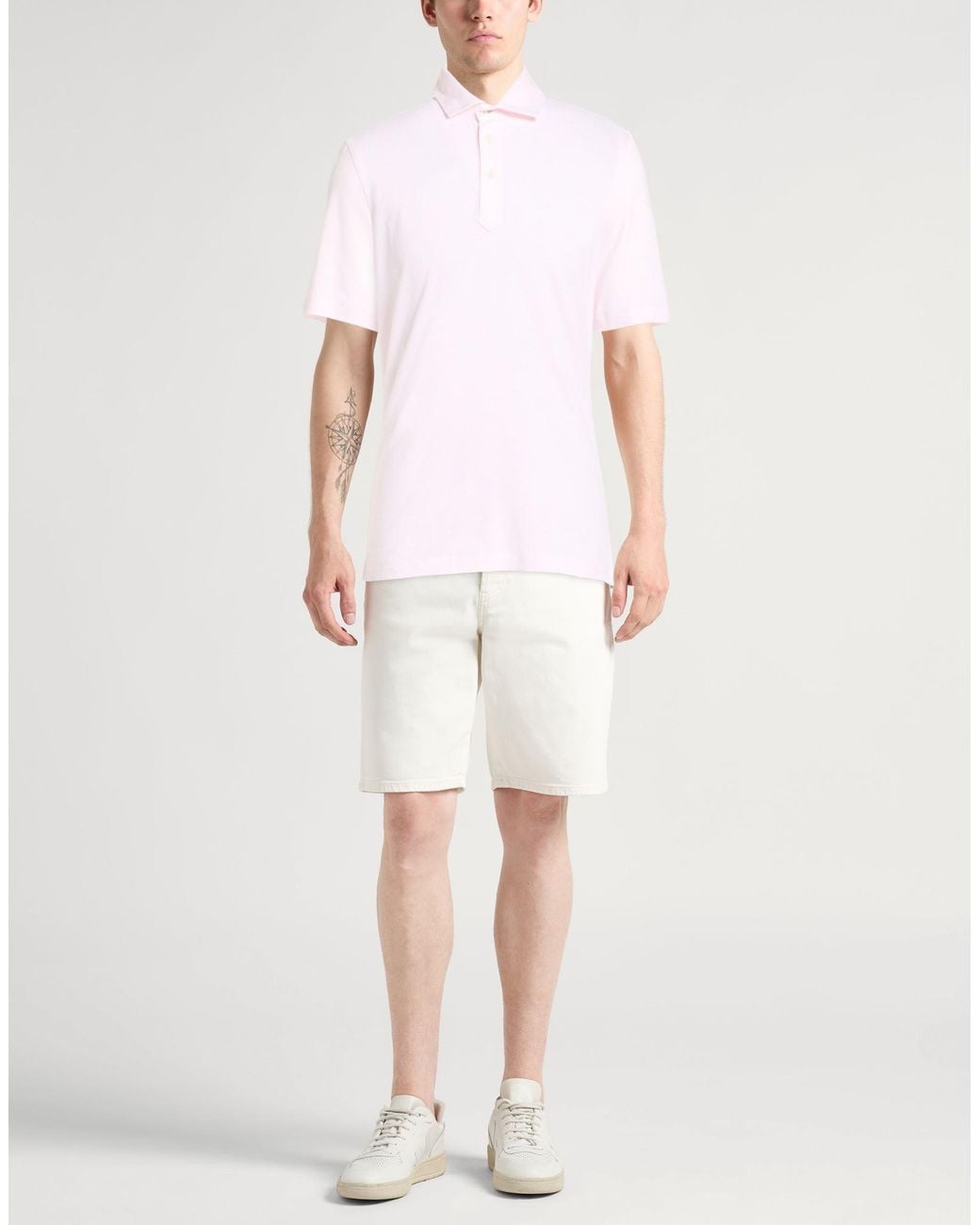Brunello Cucinelli Pink Light Polo Shirt Cotton, Linen for men
