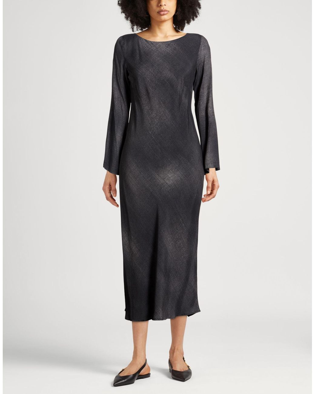 Ottod'Ame Black Charcoal Midi Dress Viscose