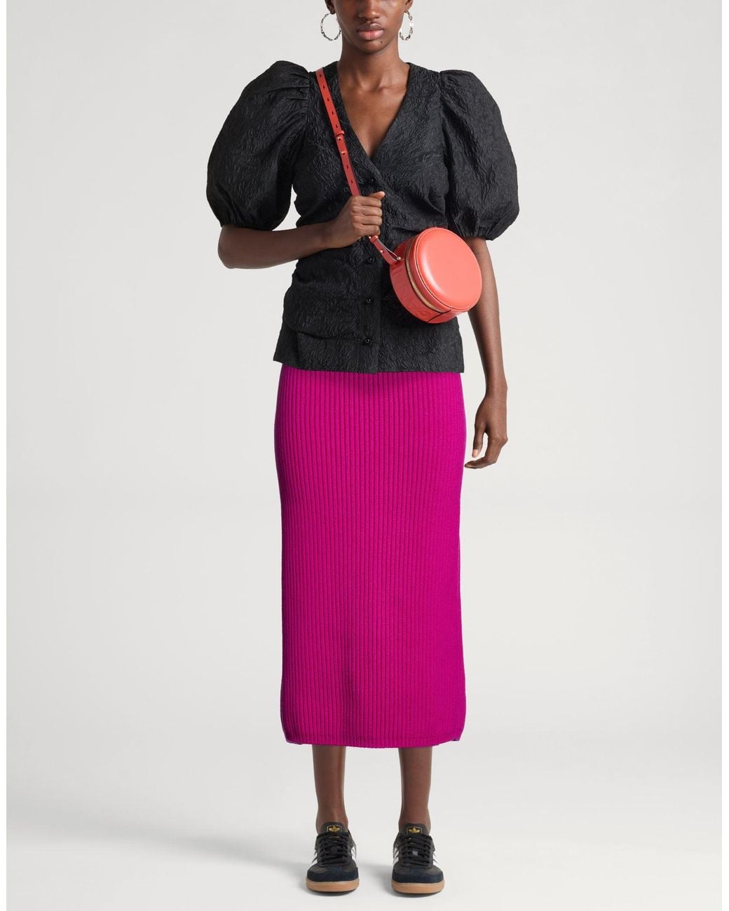Calvin Klein Pink Midi Skirt Wool, Cashmere