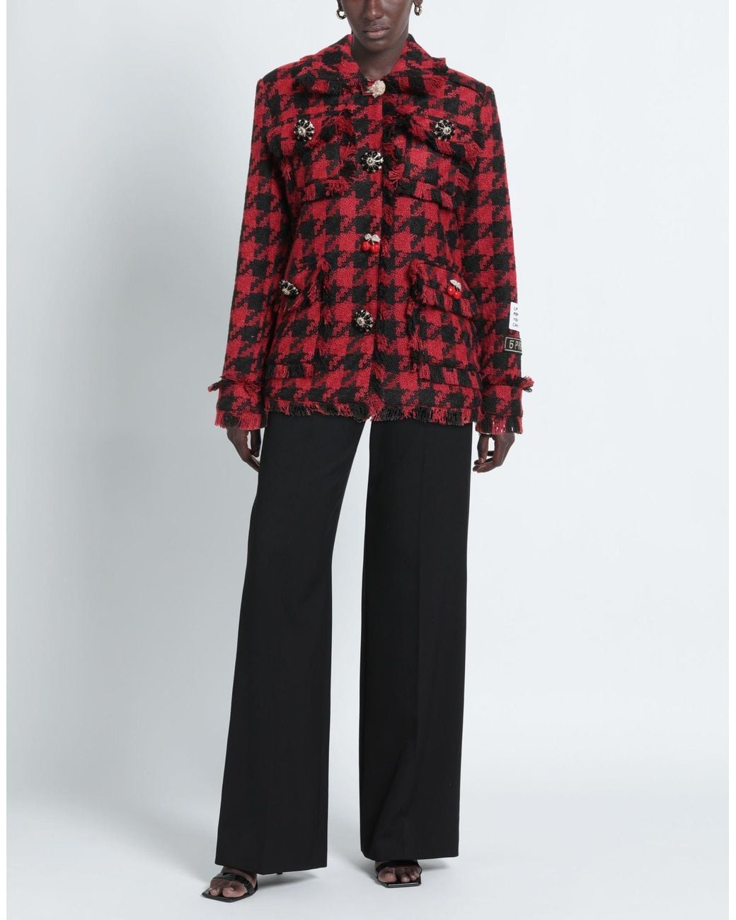 5 PROGRESS Red Jacket Polyester, Viscose, Wool