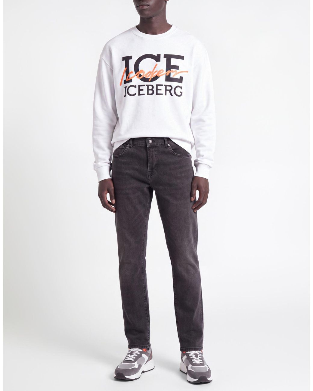 Ice Iceberg Gray Charcoal Jeans Cotton, Elastane for men