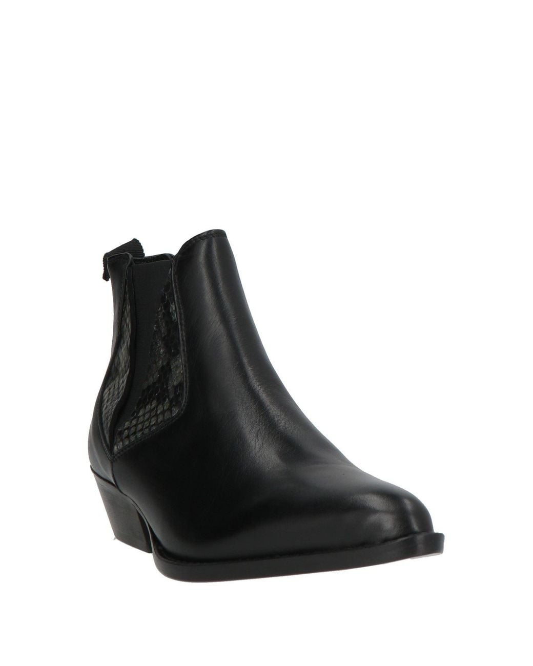 Pollini Black Ankle Boots Calfskin, Goat Skin
