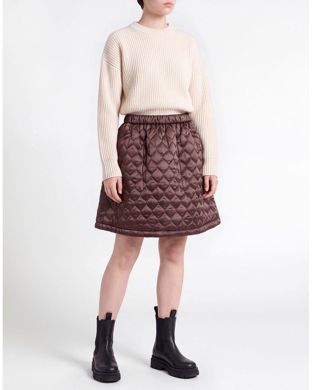 Hache Brown Military Mini Skirt Polyamide